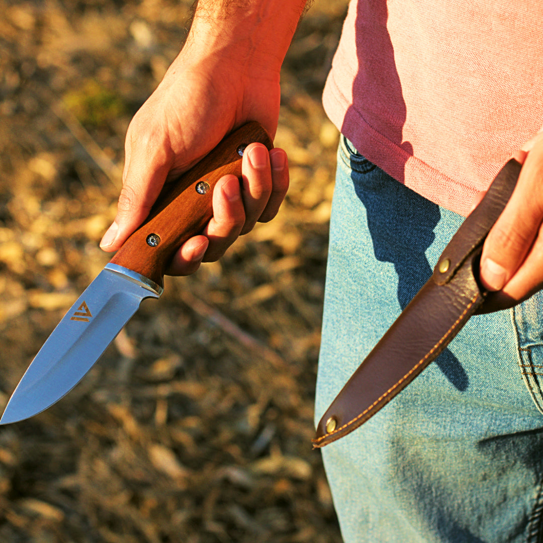 Wilora Wooden Axe Kit - Includes Camp Axe, Hunting Knife, Sharpening Stone and Ferro Rod Flint