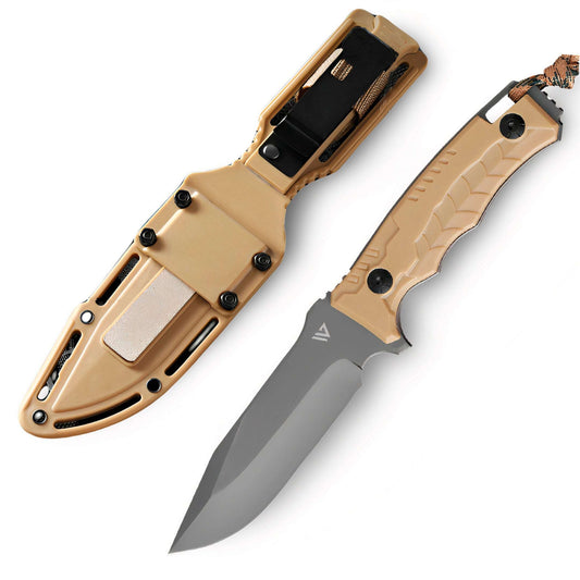 Wilora D2 Steel Hunting Knife - Ultimate Survival Bowie Knife with Sharpener, Ferro Rod, and Paracord Rope