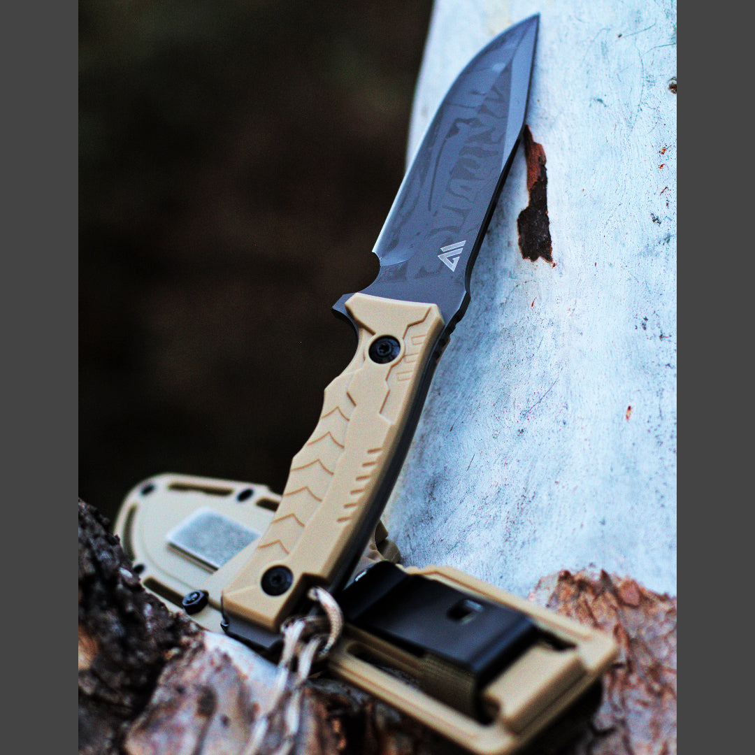 Wilora – The Outrider | D2 Hunting Knife with Sheath, Ferro Rod & Sharpening Stone
