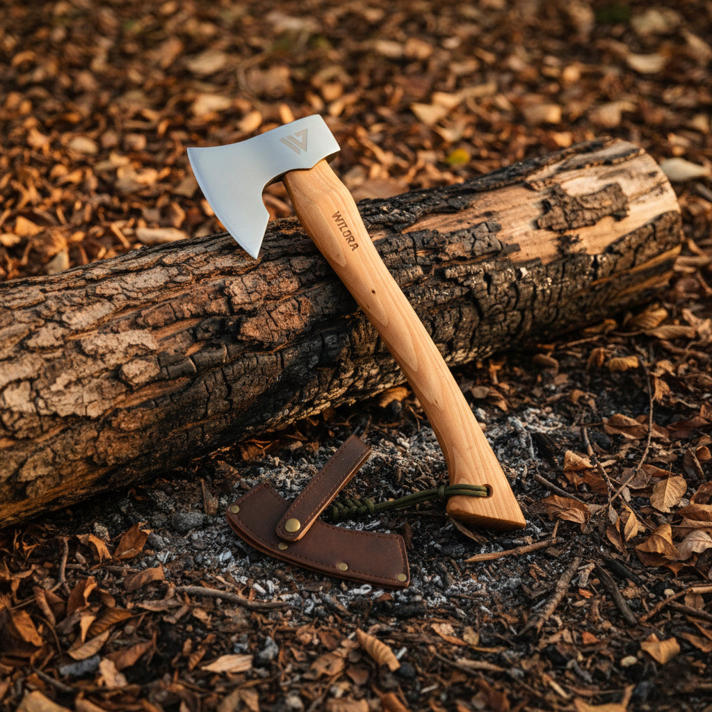 Wilora Bushcraft Axe — High-Carbon Steel, Hickory Handle, PU Sheath