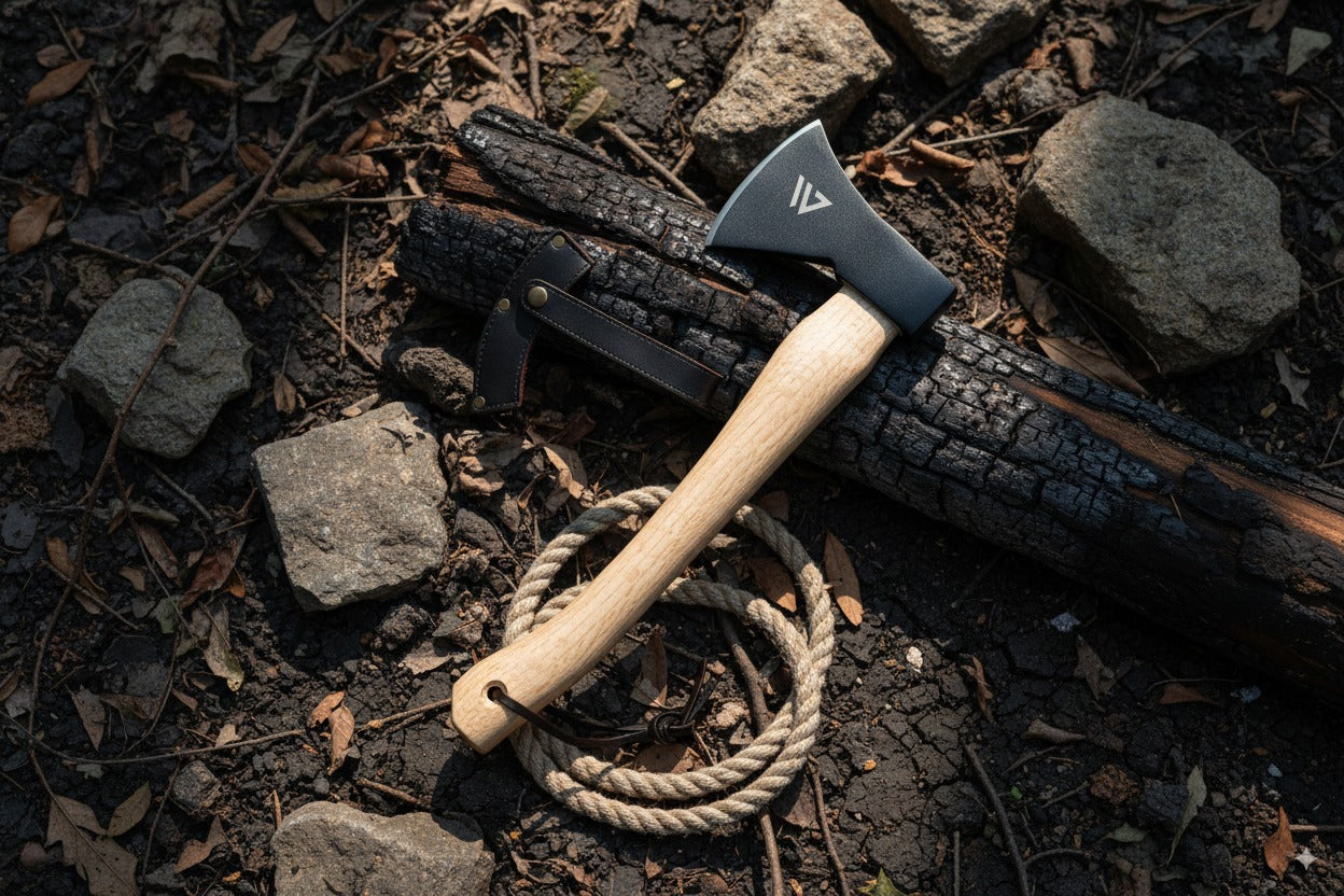 Wilora Hatchet | Ring-Cupped Oak Handle with 45# Steel Blade, PU Sheath, and Lanyard
