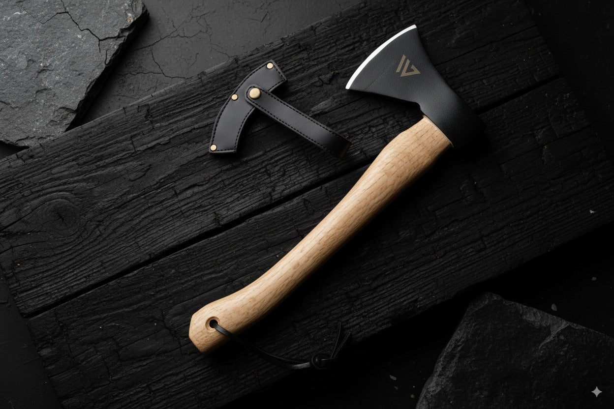 Wilora Hatchet | Ring-Cupped Oak Handle with 45# Steel Blade, PU Sheath, and Lanyard