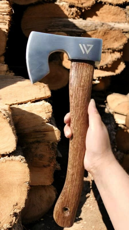 Wilora Viking Axe | Hickory Handle - High Carbon Steel Polished Blade with PU Leather Sheath and Lanyard