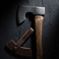 Axes with wooden handles and leather sheaths