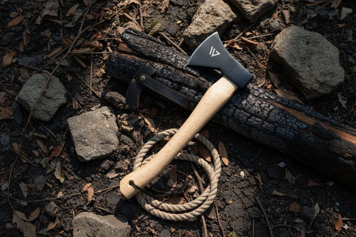 Wilora Hatchet | Ring-Cupped Oak Handle with 45# Steel Blade, PU Sheath, and Lanyard