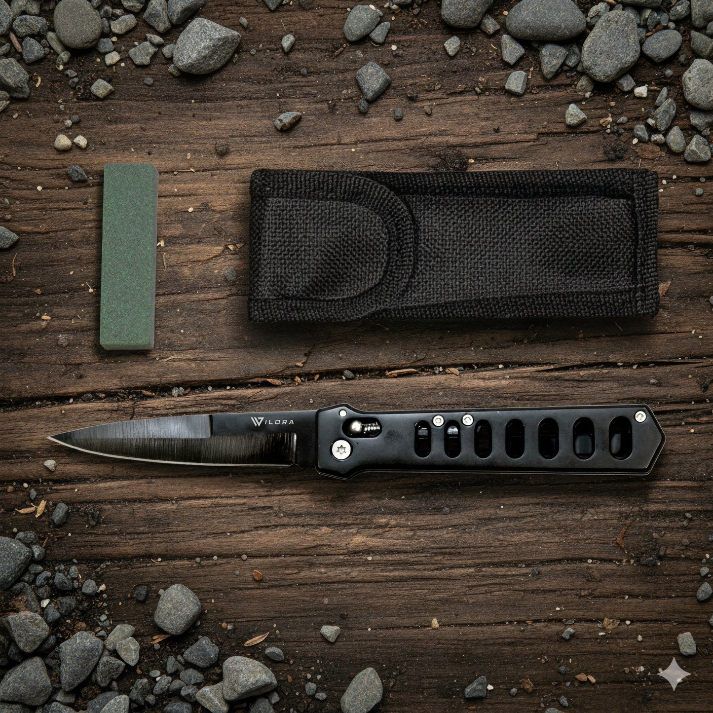Wilora Bowie + Lite Folding | Knife Bundle with Ferro Rod & Sharpening Stone