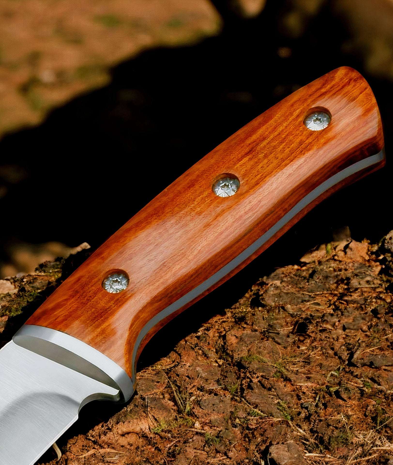 Premium Bushcraft Knife with PU Leather Sheath - Flint & Striker Included