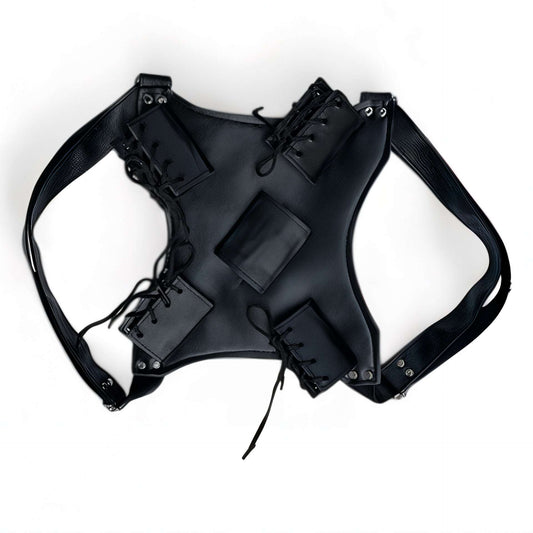 Dual Sword Back Sheath | Adjustable PU Leather Harness for Katanas, Bokken, and Training Swords