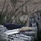 Wilora Crest Full Tang, Micarta Handle  Knife with a black sheath.