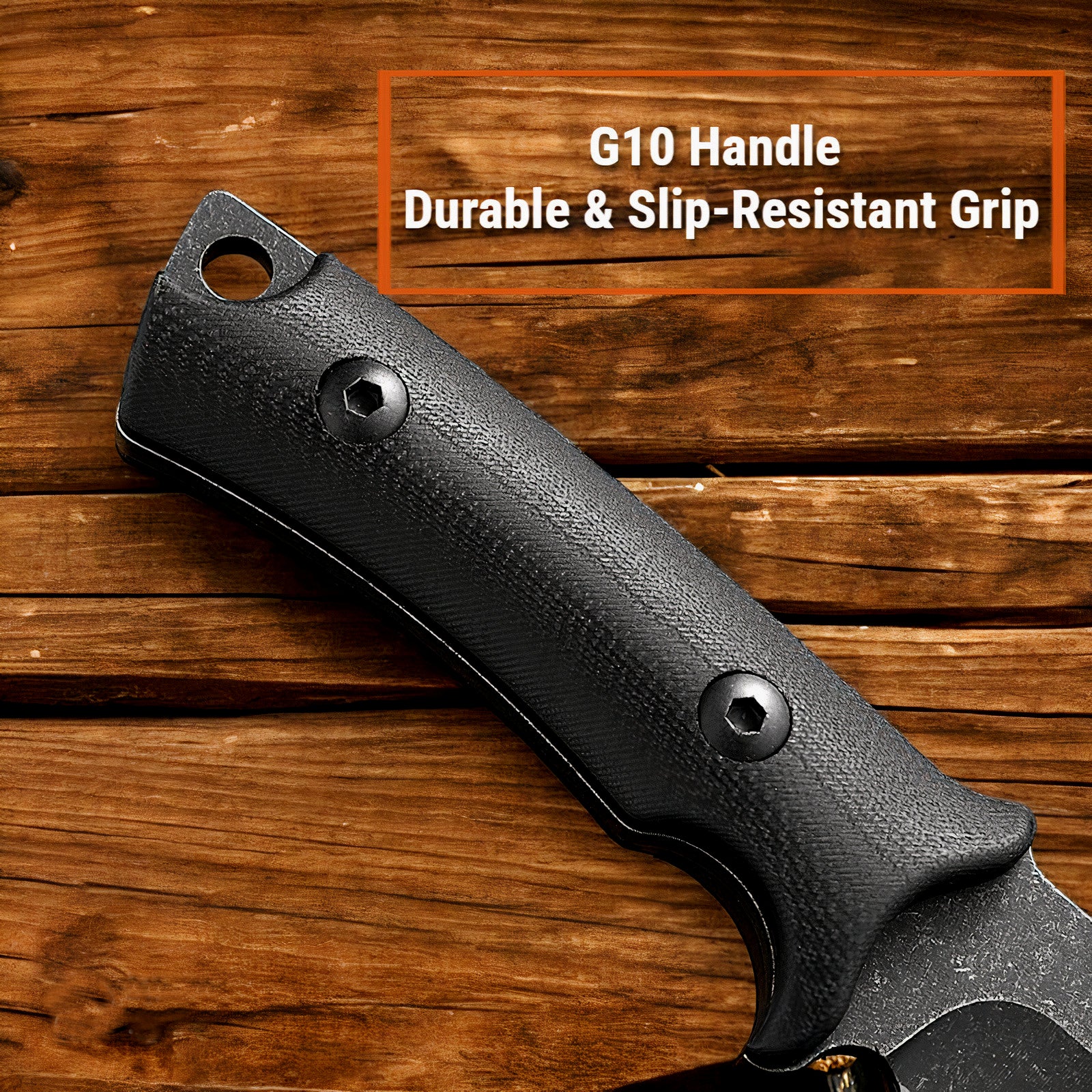 Wilora Full Tang Hunting Knife ergonomic handle close-up