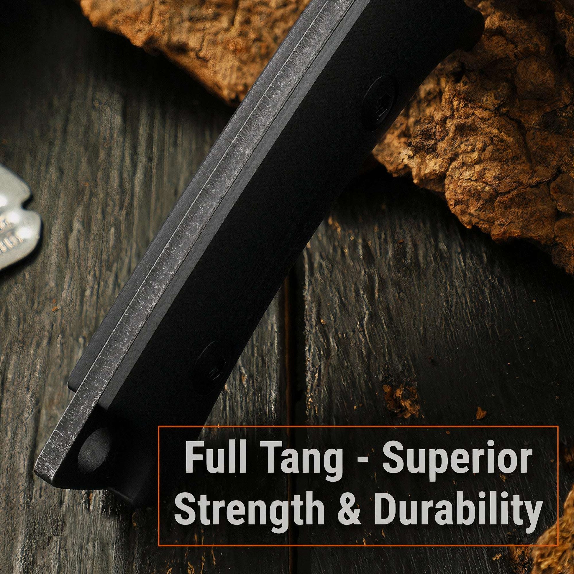Wilora full tang hunting knife handle detail showing full tang construction