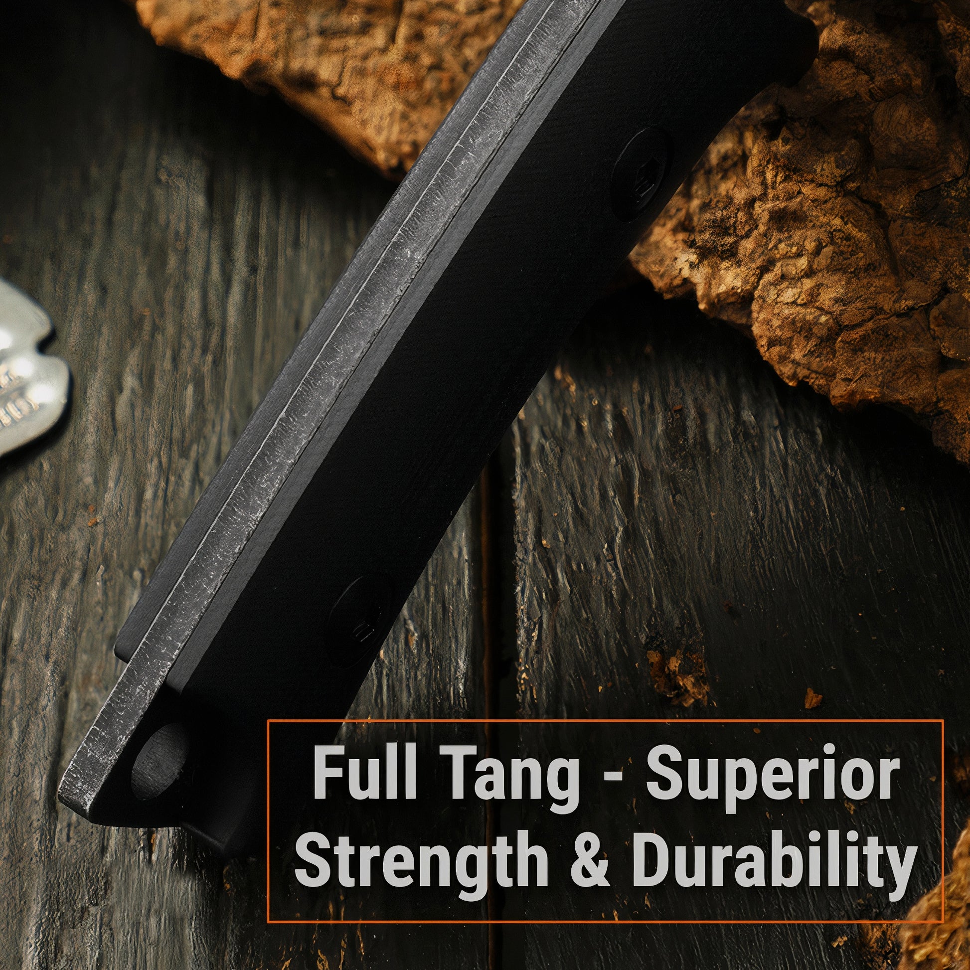 Wilora full tang hunting knife handle detail showing full tang construction