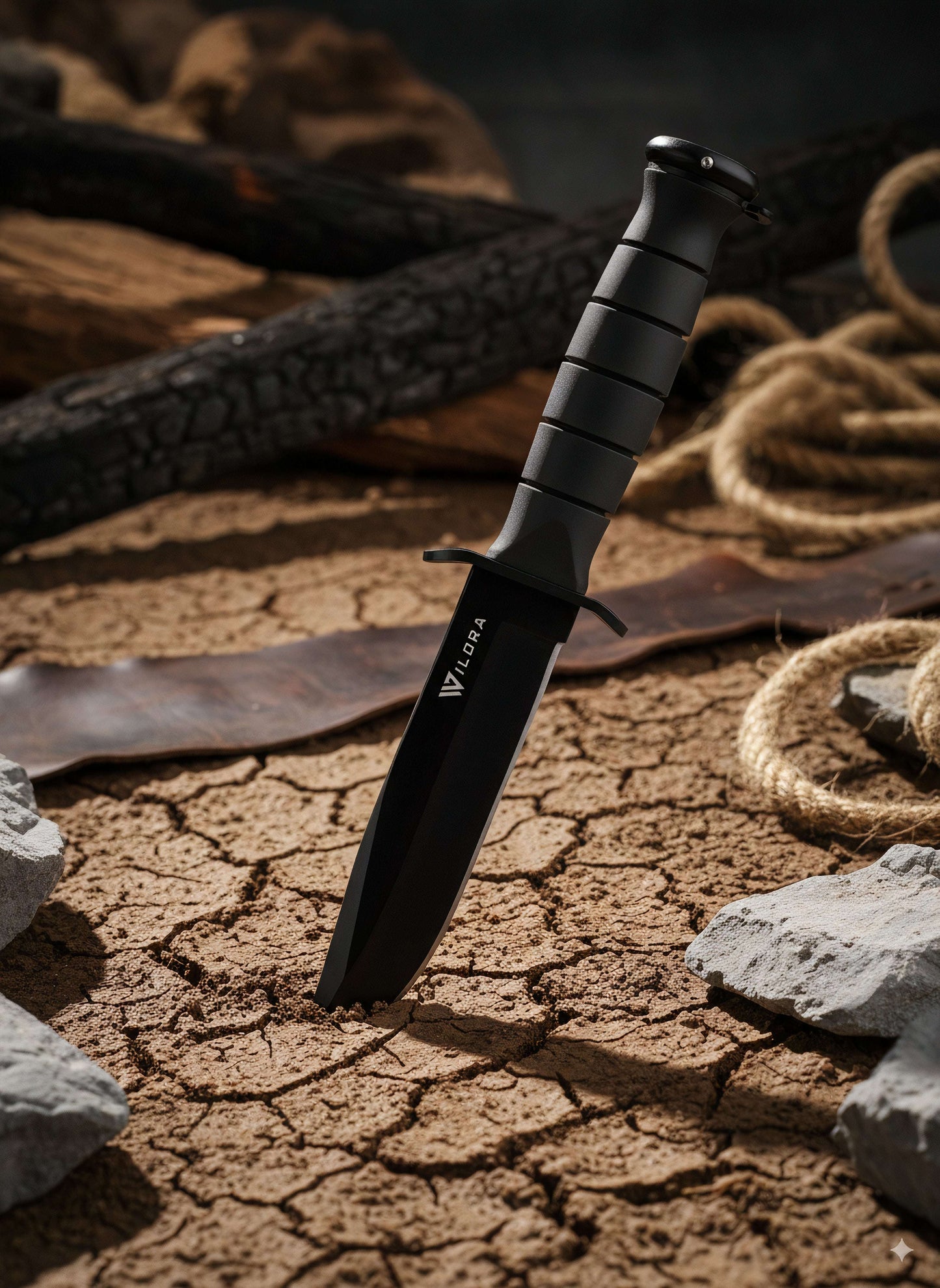 Wilora outdoor hunting knife and fire starter kit ready for outdoor use