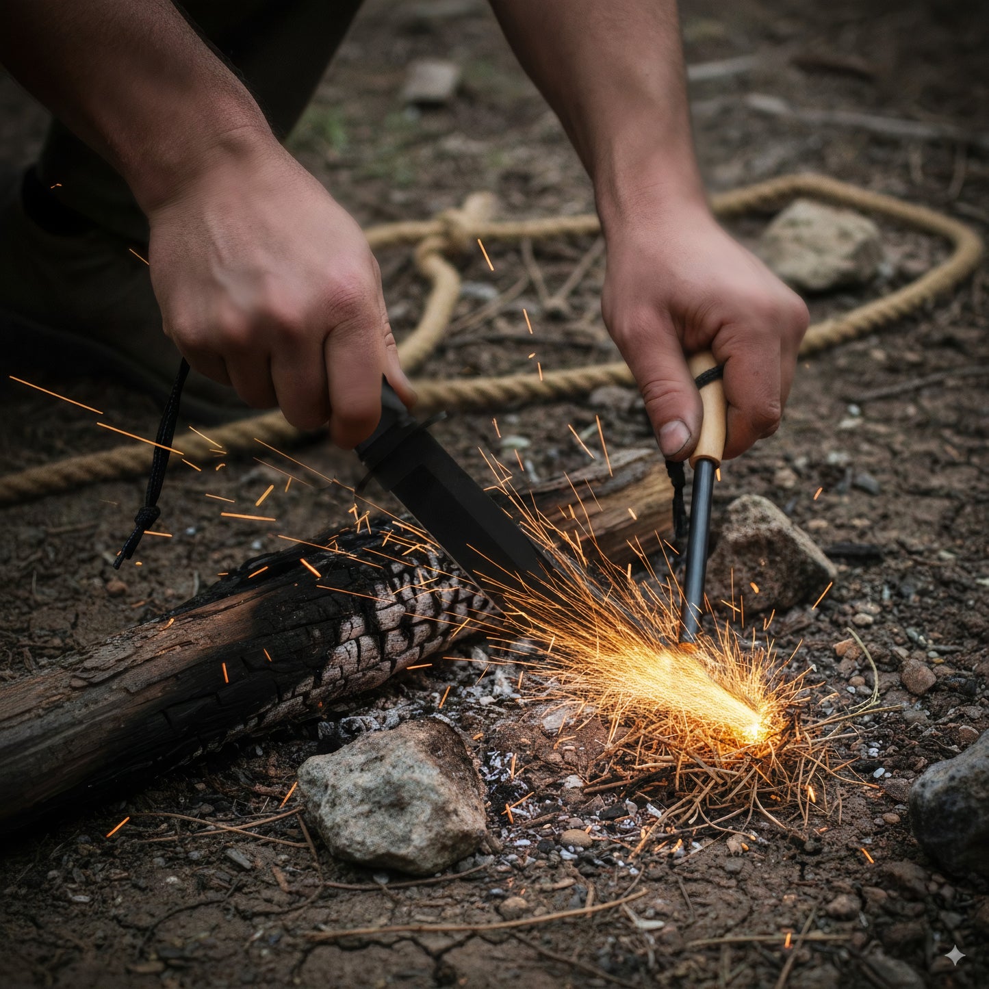 Wilora outdoor hunting knife and fire starter kit